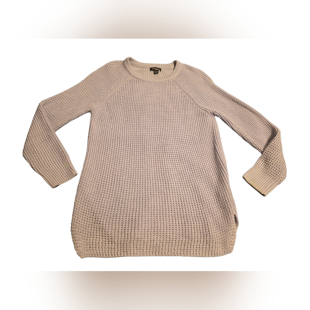 Lord & Taylor Waffle Weave Crewneck Tunic Sweater In Purple Dust Size XS